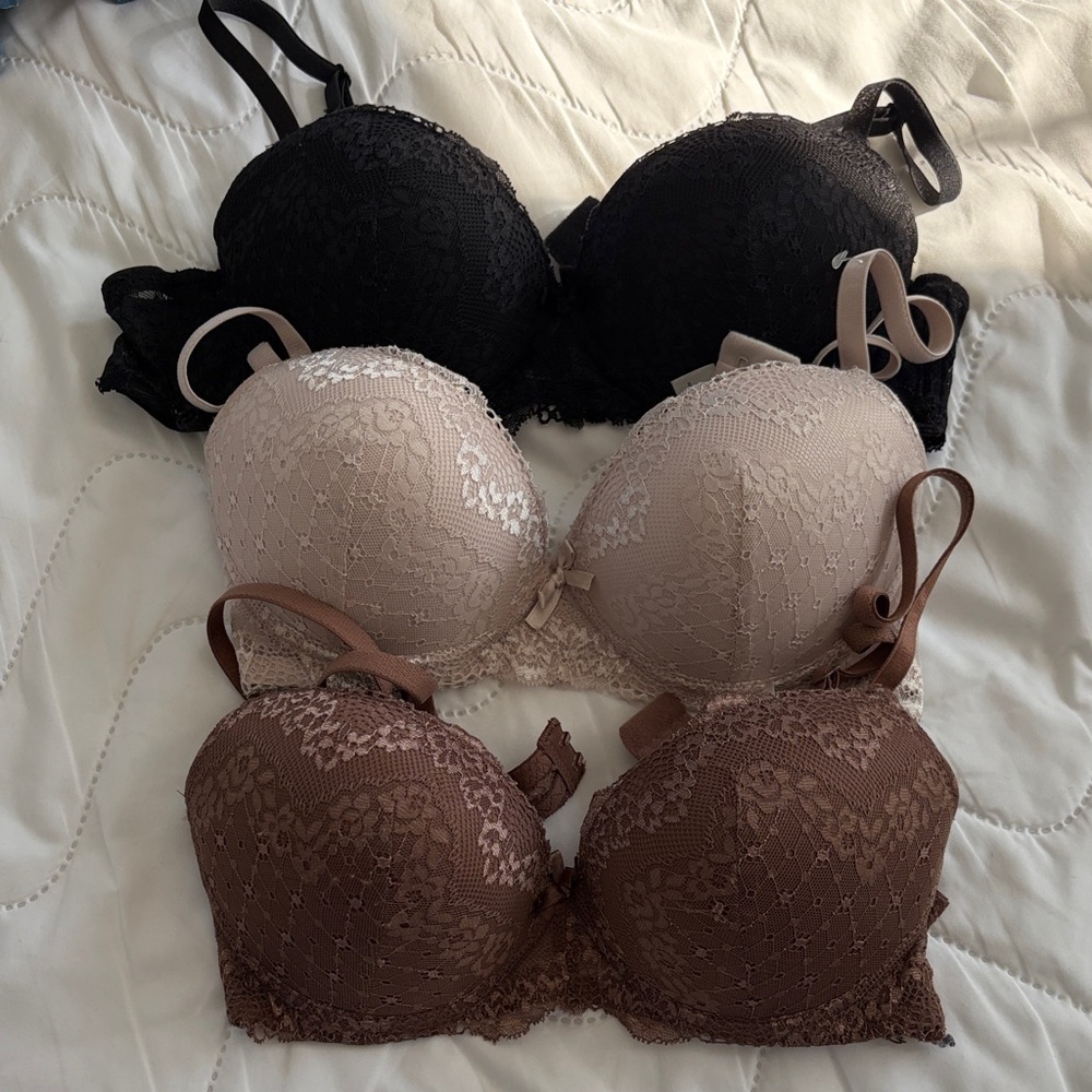 Elegant Lace Bras- Black, Cream, and Brown